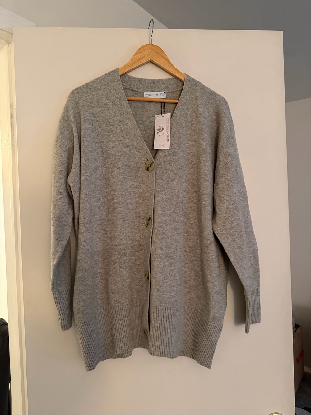 Primark Light Gray Button-Up V-Neck Cardigan